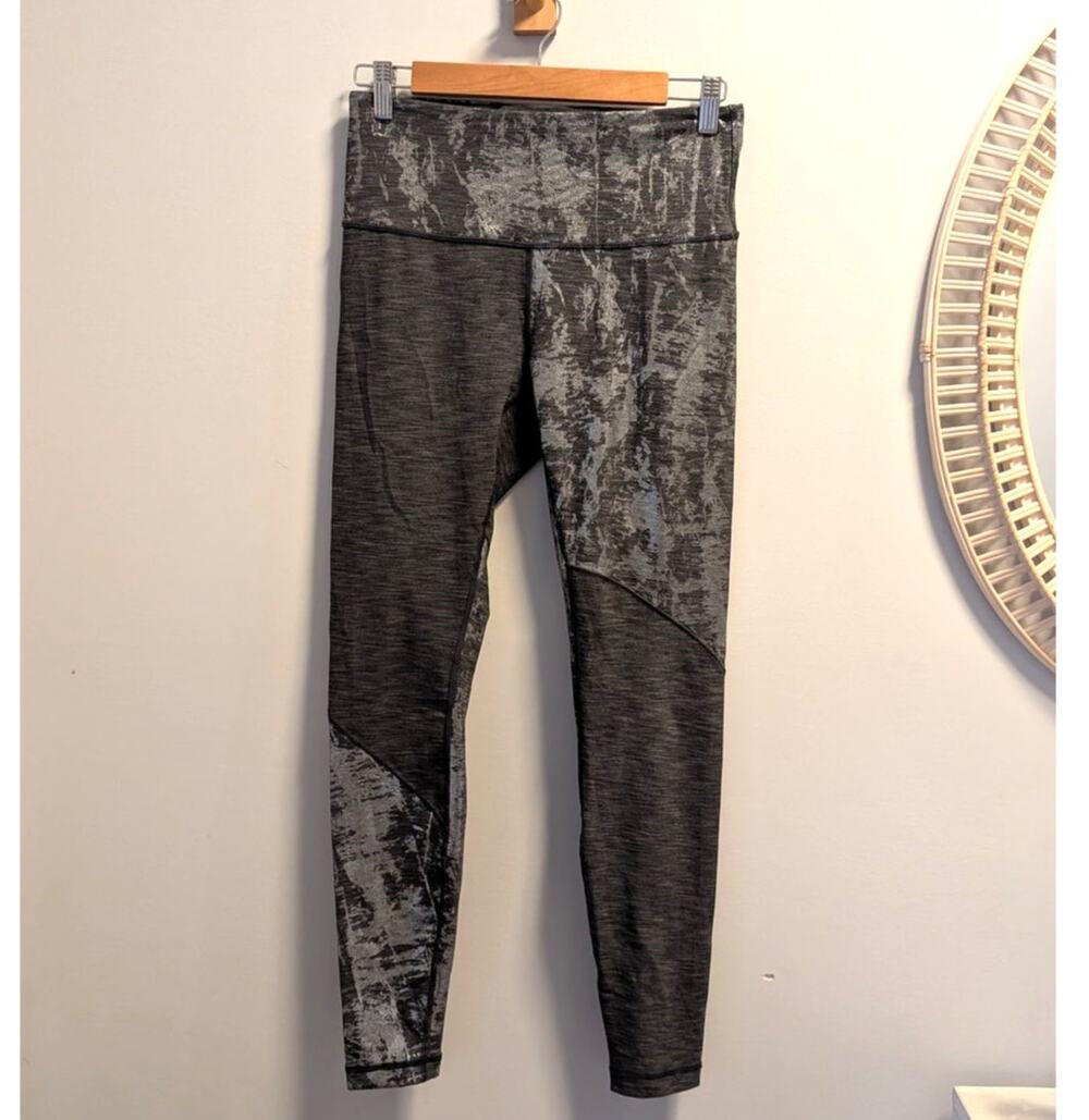 Lululemon Wunder Under High-Rise Tight Foil Crinkle Heathered Black 8 EUC